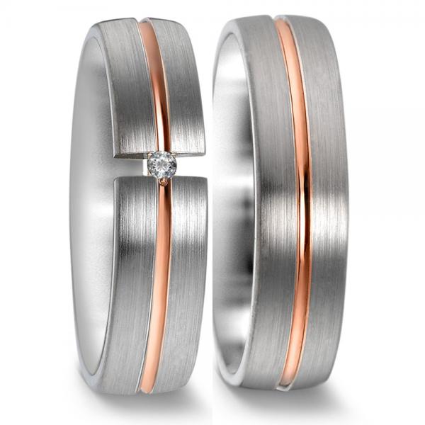 Weidner Trauringe Weiss-Rotgold 62067 + 72067